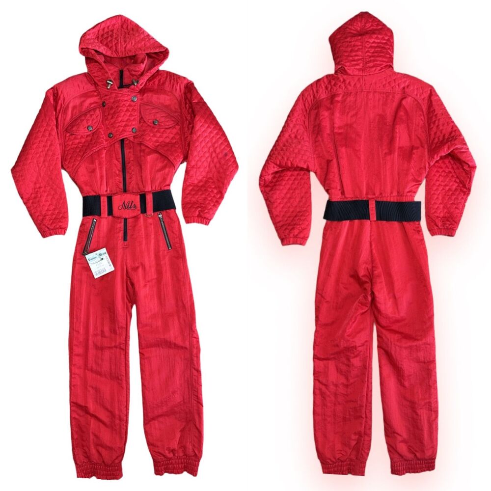 Vintage NILS One Piece Red Snowsuit Sz 10